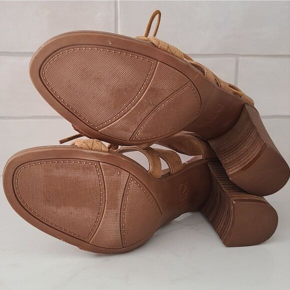 Franco Sarto Sierra Leather Lace Up Tie Block Heel Sandals Size 9.5 - Picture 5 of 9